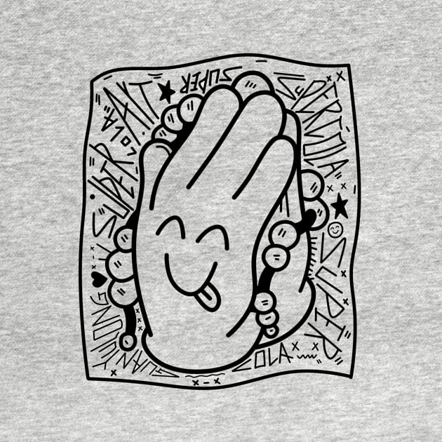 Dope praying hands black on white illustration by slluks_shop